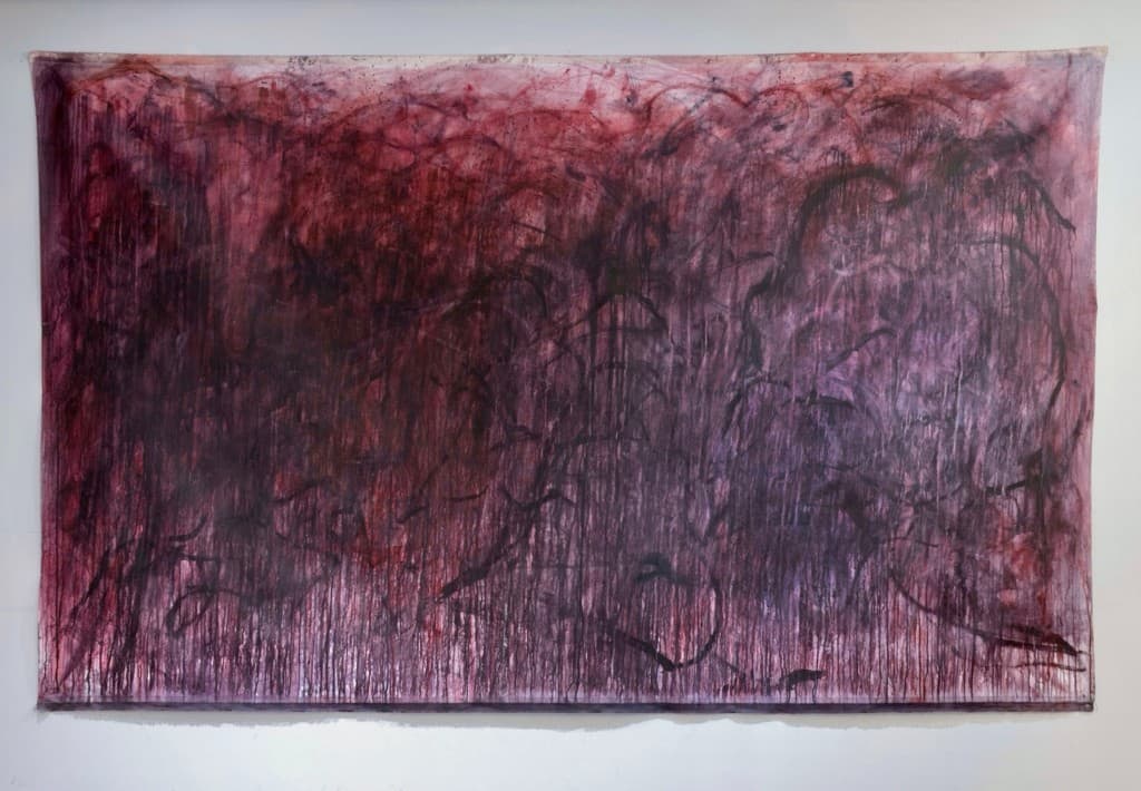 Bruised, 2025 — acrylic, ink, and graphite on canvas by Alexei Kolakis-Landon
