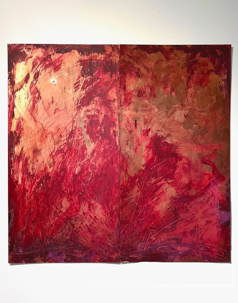 In Between, 2026 — acrylic on copper diptych by Alexei Kolakis-Landon