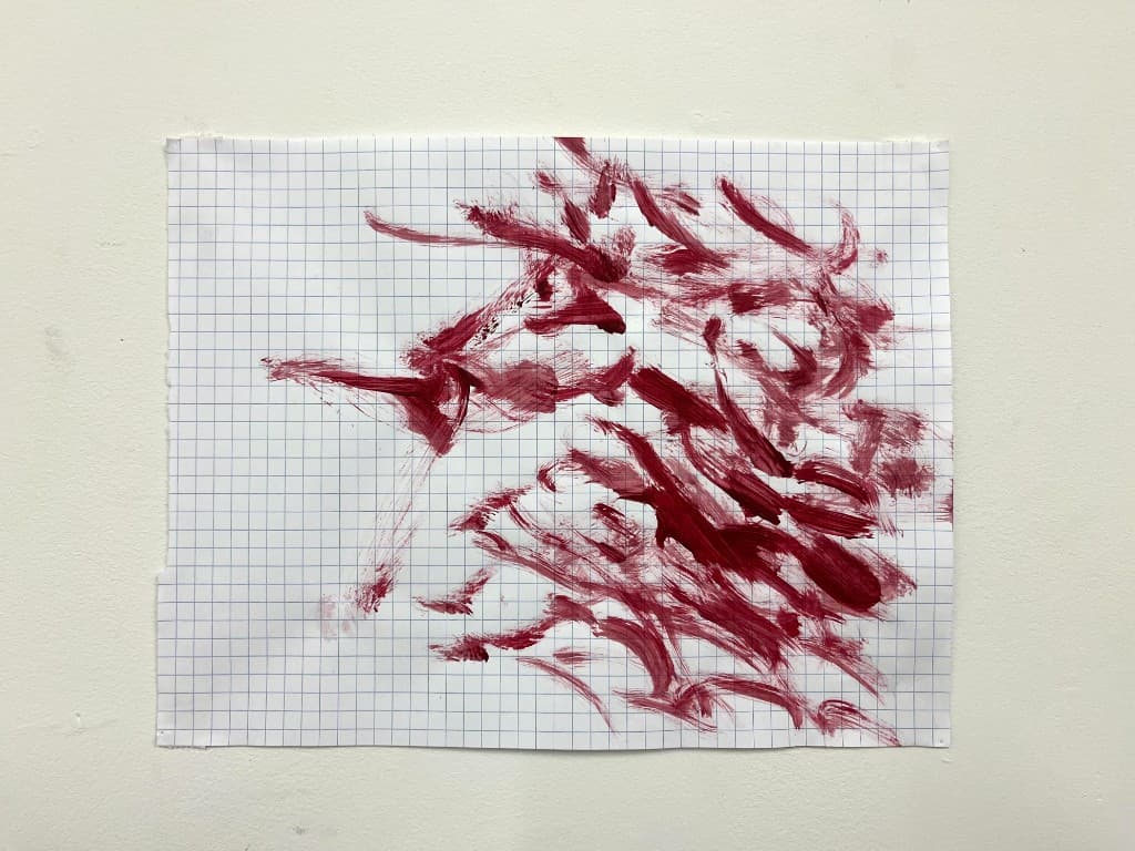 Untitled, 2026 — acrylic on grid paper by Alexei Kolakis-Landon